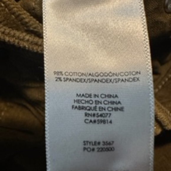 Cabi 3567 Skinny Cord in Moss Green Sz 12 - Picture 5 of 6